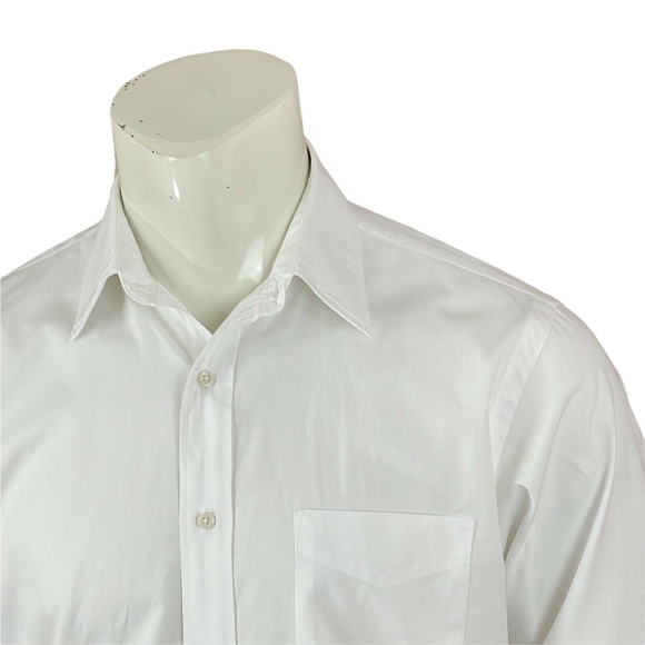 Nordstrom 2 x 2 Pinpoint Long Staple Cotton White Dress Shirt Mens 15.5 - 37 - Picture 3 of 8